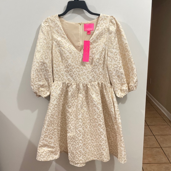 NWT Lilly Pulitzer Calyssa 3/4 Sleeve Leopard Print Dress Size 8 - Picture 2 of 10